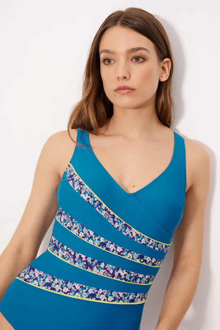 BAÑADOR MUJER REDUCTOR BLUE FLOWERS