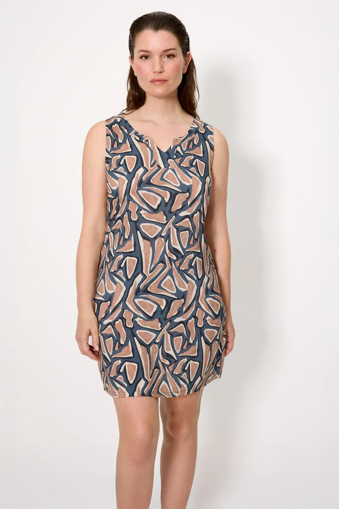 VESTIDO RECTO DE TIRANTES ESTAMPADO