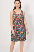 VESTIDO CORTO RECTO CON TIRANTES ESTAMPADOS