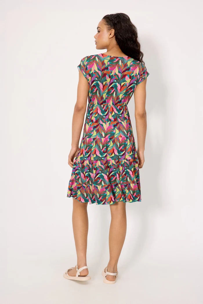 VESTIDO MANGA CORTA TRABILLAS ESTAMPADO