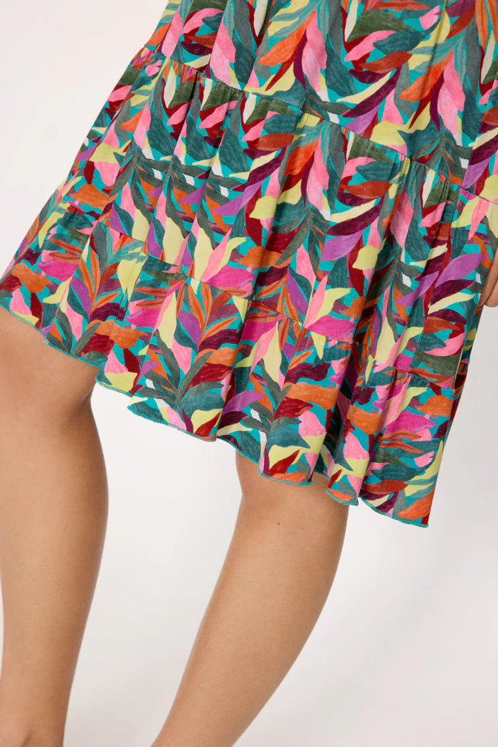 VESTIDO MANGA CORTA TRABILLAS ESTAMPADO