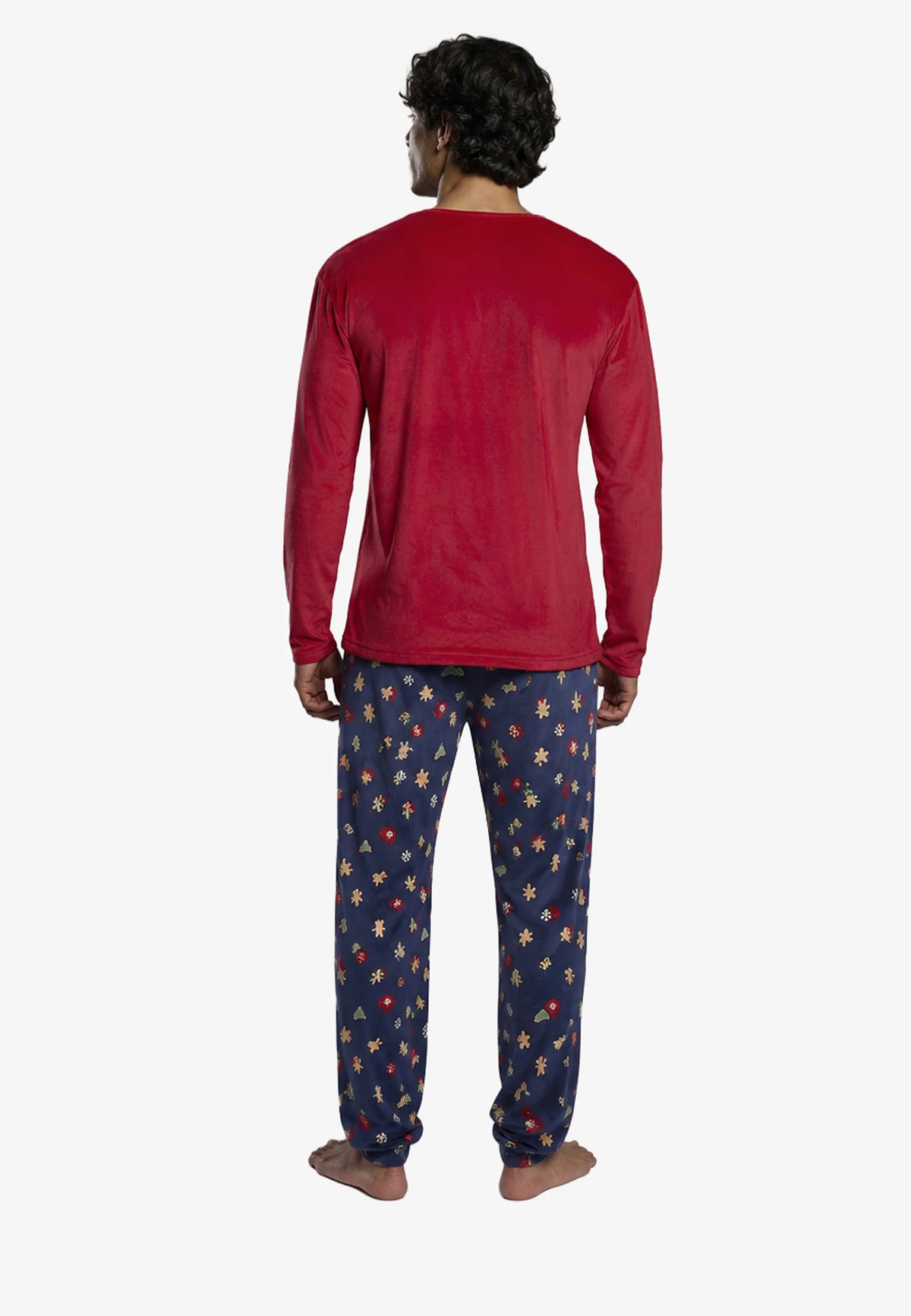 Pijama de hombre rojo “¿Qué cookie eres hoy?” con pantalón estampado