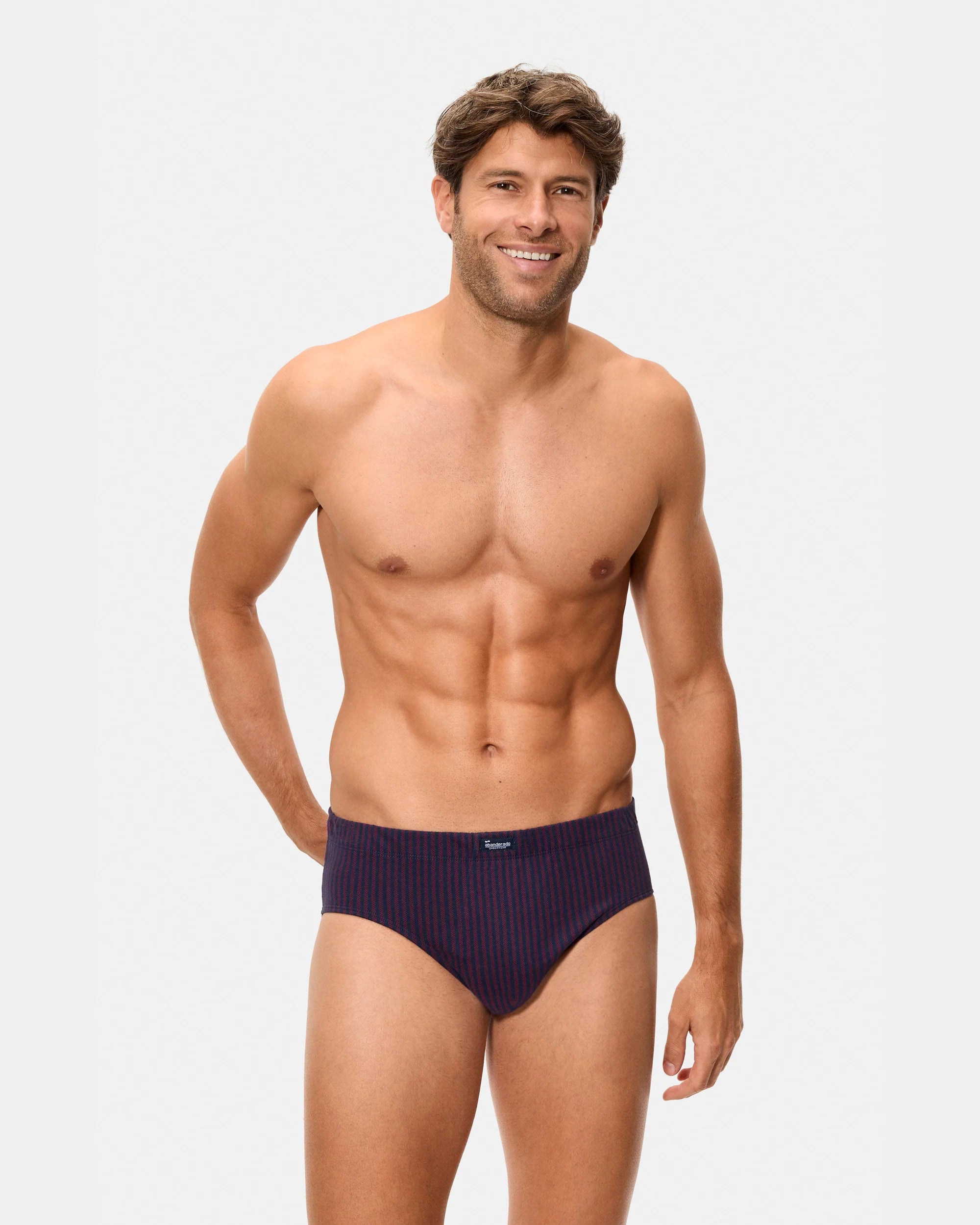 PACK-3 SLIPS SEMICORTOS ALGODON 080 MIX AZUL VINO