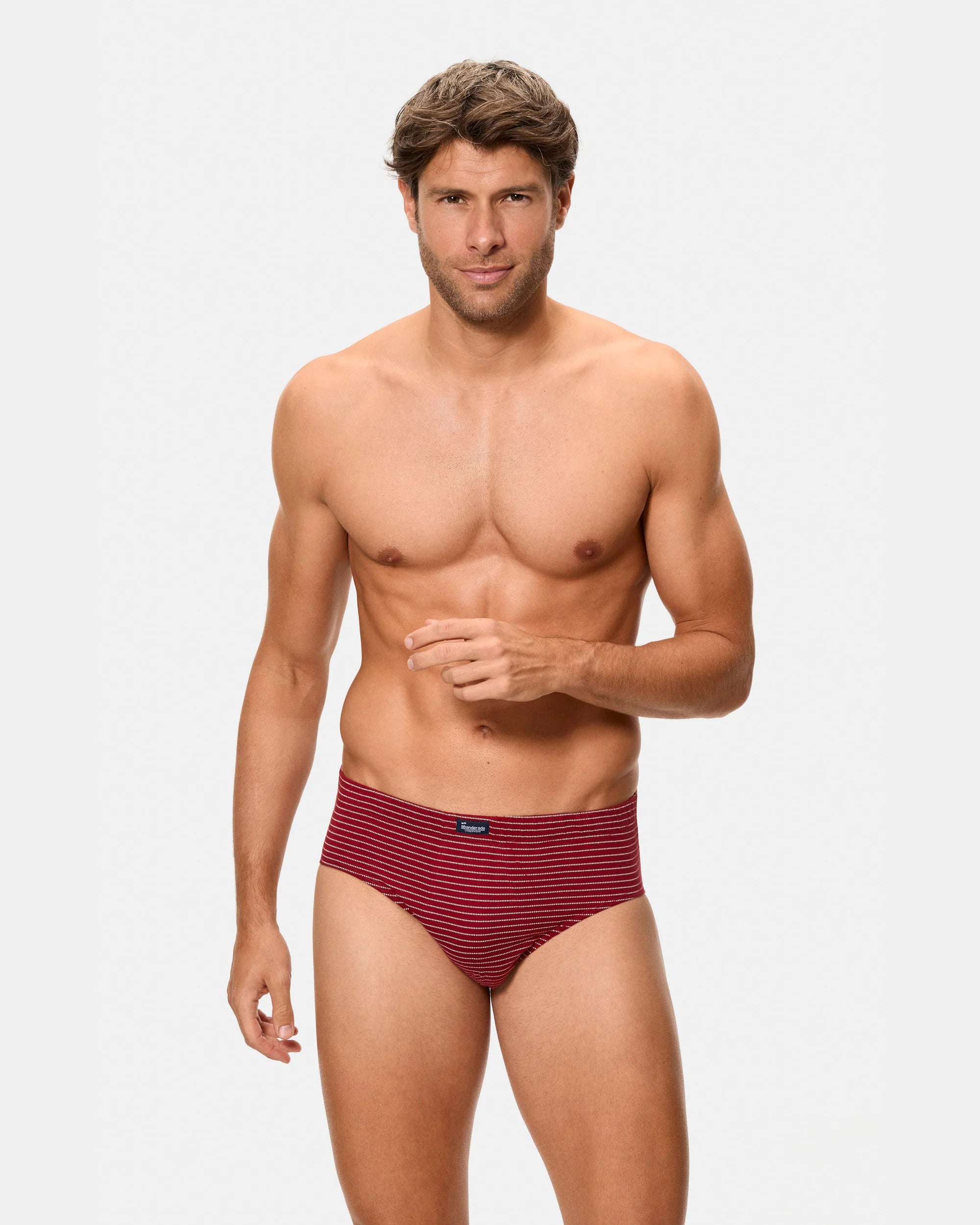 PACK-3 SLIPS SEMICORTOS ALGODON 080 MIX AZUL VINO
