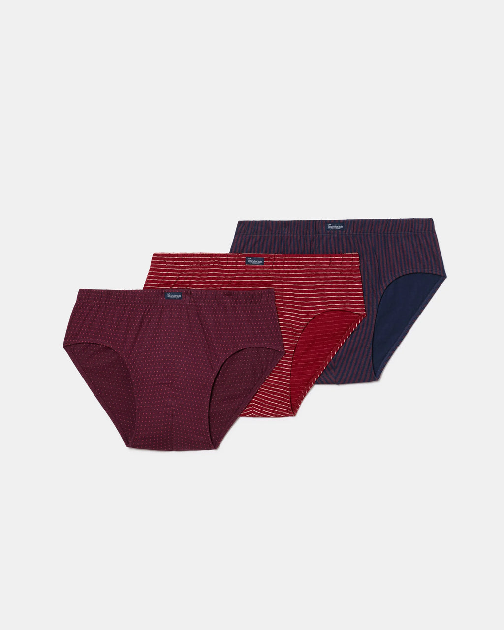 PACK-3 SLIPS SEMICORTOS ALGODON 080 MIX AZUL VINO