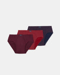 PACK-3 SLIPS SEMICORTOS ALGODON 080 MIX AZUL VINO