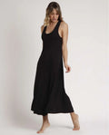 VESTIDO MIDI ANUDADO AL CUELLO BASIC BLACK
