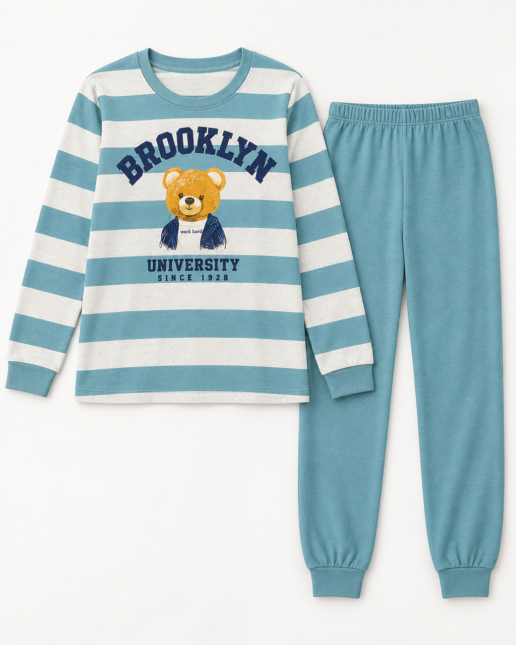Pijama de mujer Lennis azul con oso Brooklyn