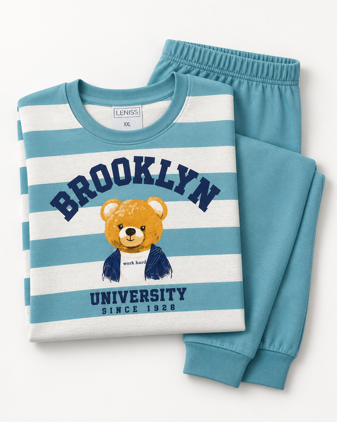 Pijama de mujer Lennis azul con oso Brooklyn