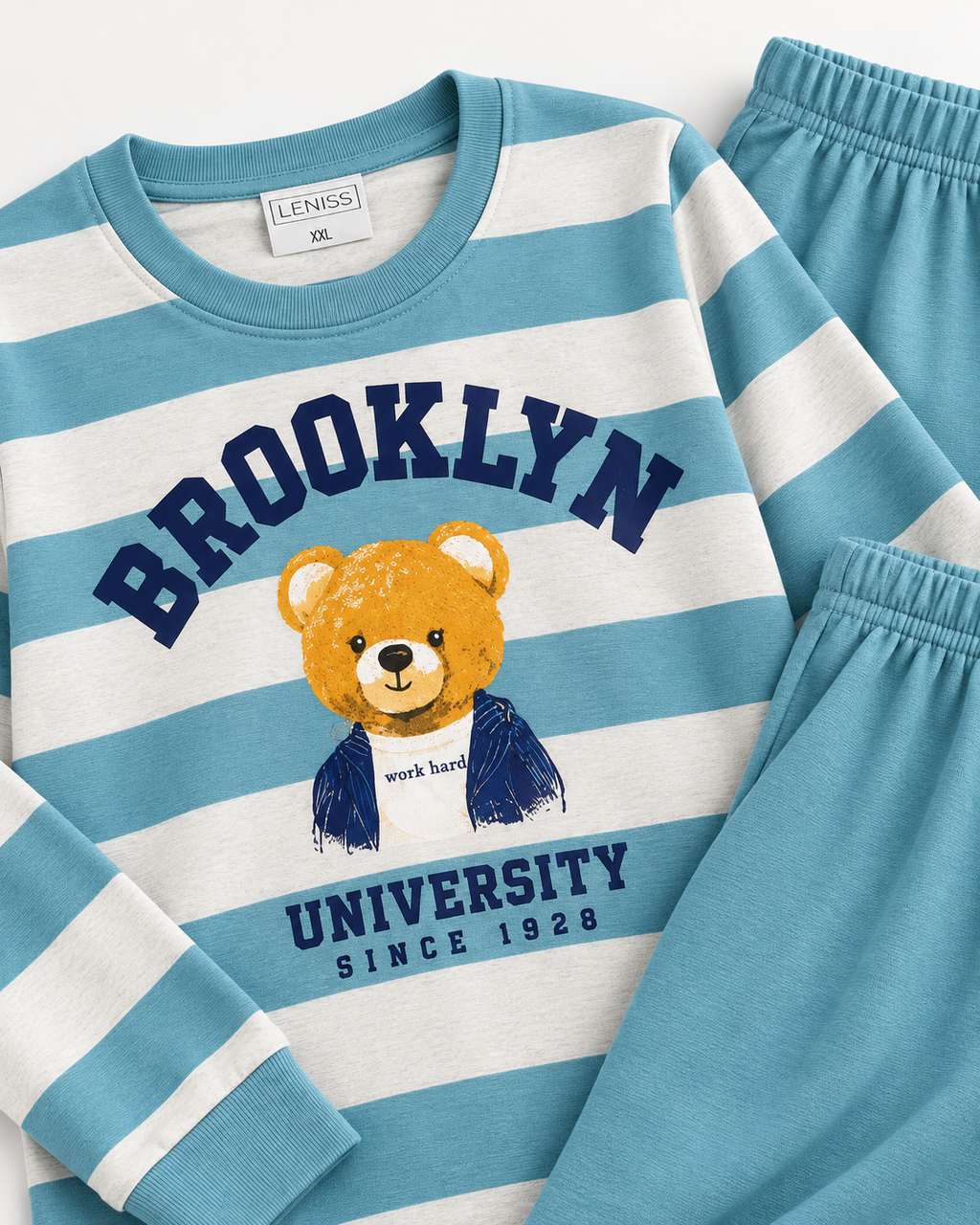Pijama de mujer Lennis azul con oso Brooklyn