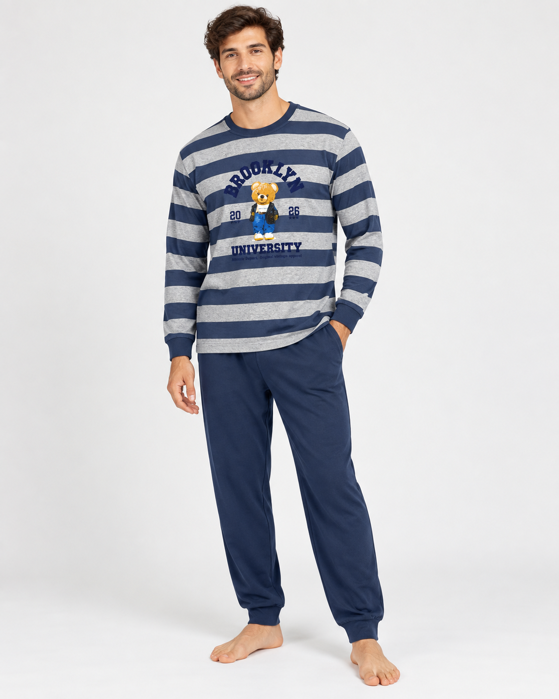 Pijama de hombre Dormen con rayas Brooklyn azul marino