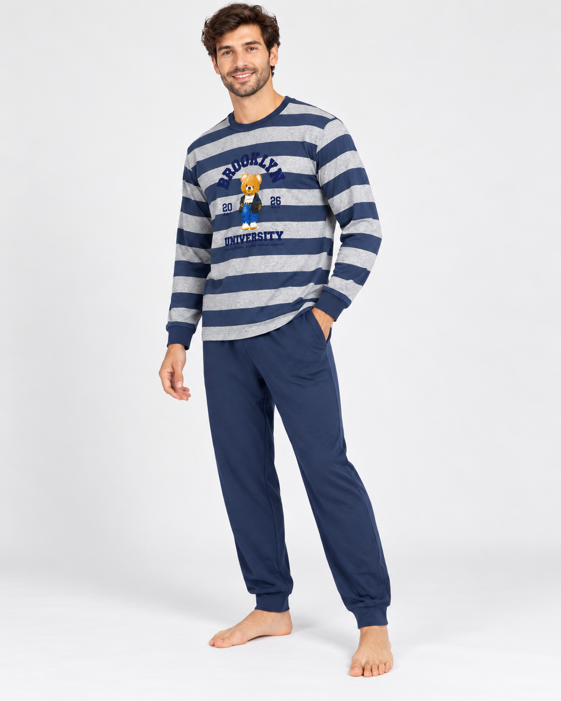 Pijama de hombre Dormen con rayas Brooklyn azul marino