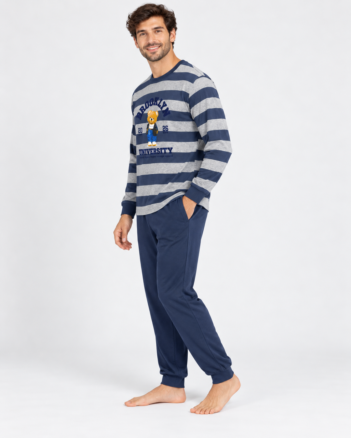 Pijama de hombre Dormen con rayas Brooklyn azul marino