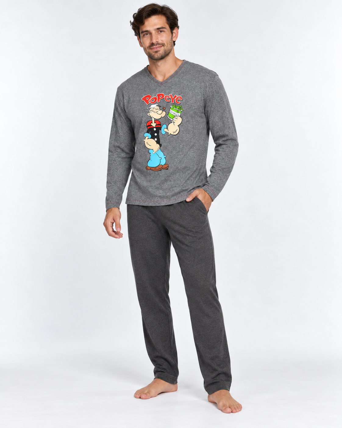 Pijama de hombre Dormen 100% algodón Popeye gris