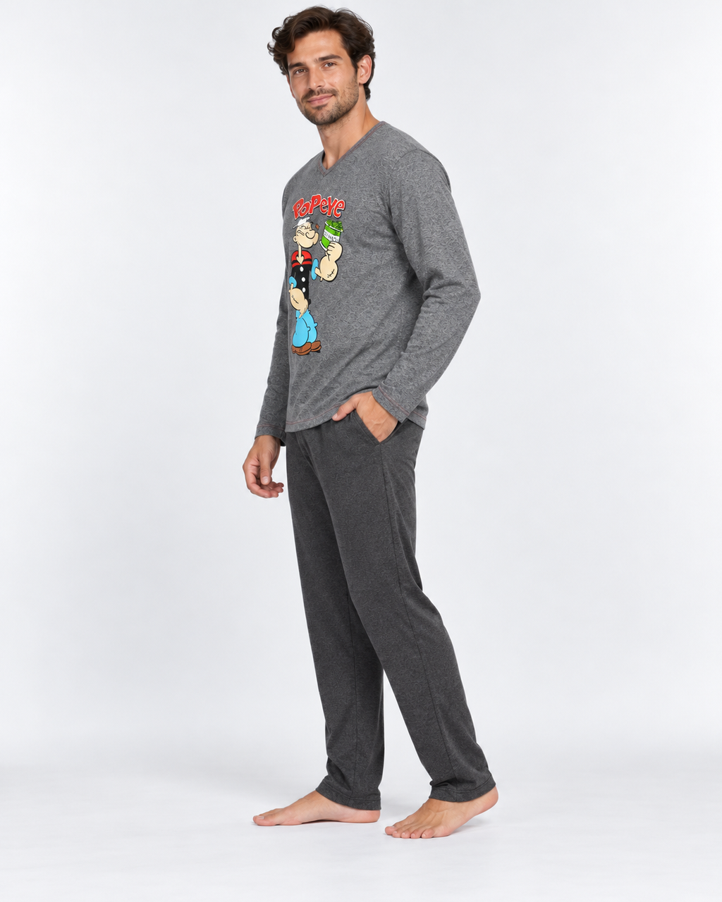 Pijama de hombre Dormen 100% algodón Popeye gris