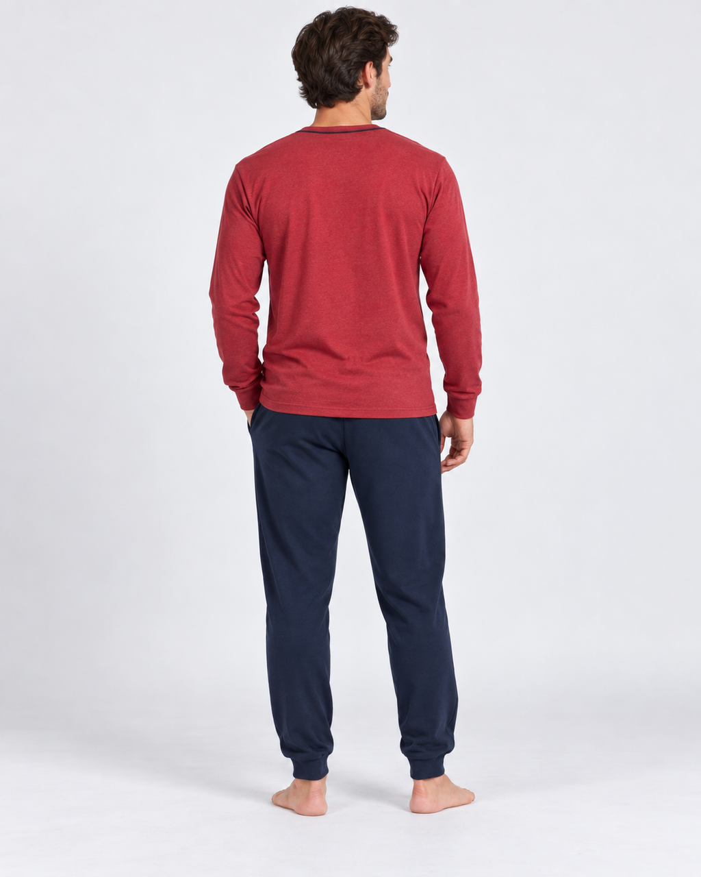 Pijama de hombre Adventure rojo y azul marino