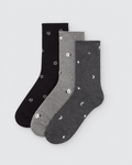 Pack 3 calcetines mujer sin puño negro y gris Ysabel Mora