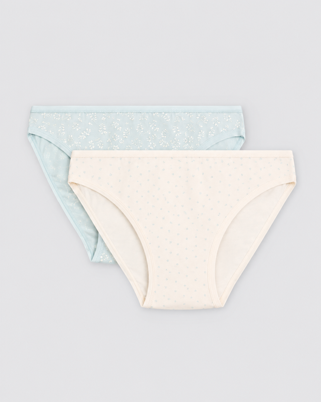 Pack de 2 bragas mini de algodón para mujer en azul y crudo