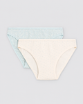Pack de 2 bragas mini de algodón para mujer en azul y crudo