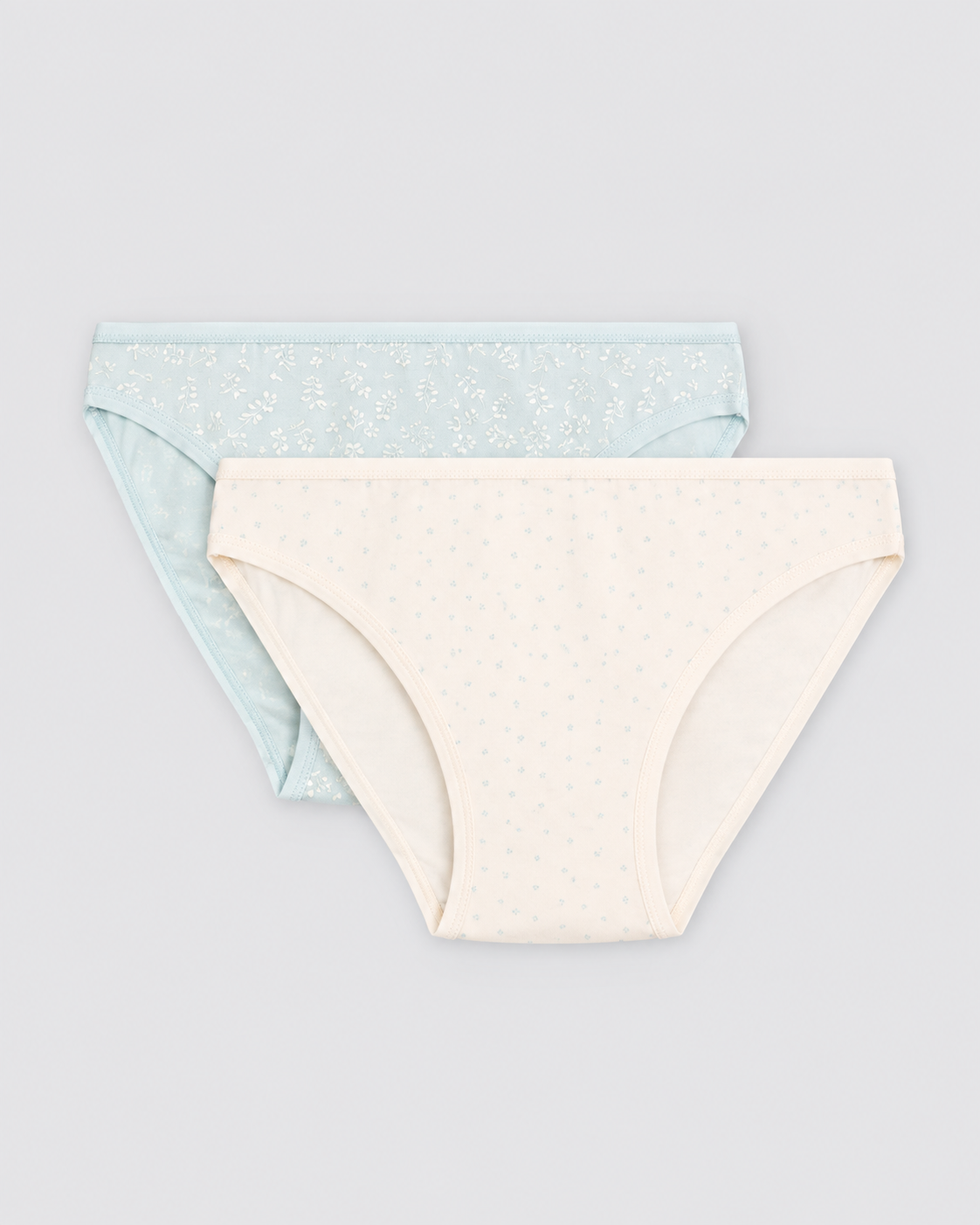 Pack de 2 bragas mini de algodón para mujer en azul y crudo
