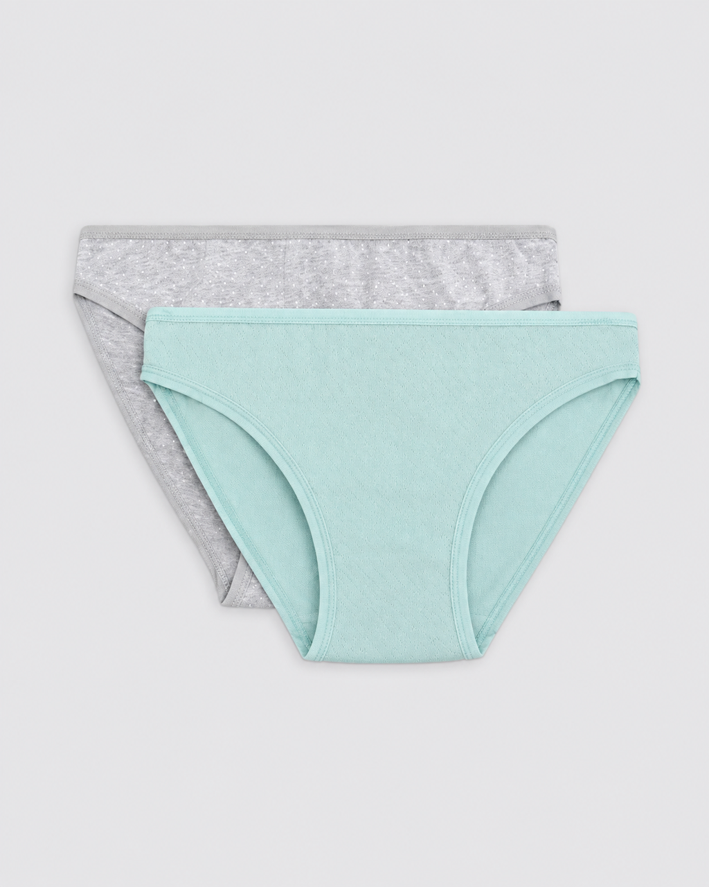 Pack de 2 bragas mini de algodón para mujer en gris y verde agua