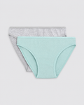 Pack de 2 bragas mini de algodón para mujer en gris y verde agua
