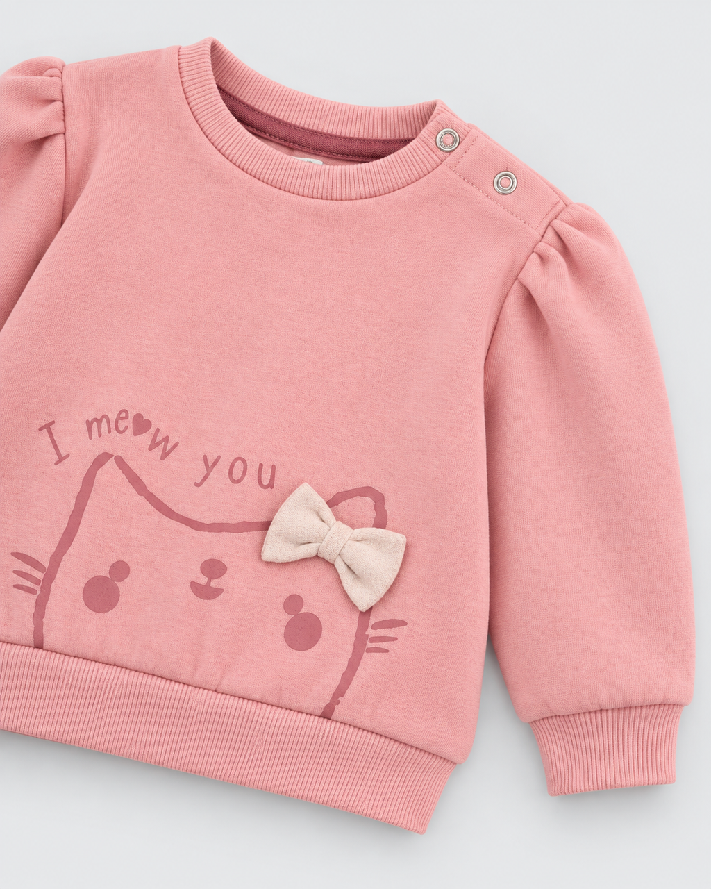 Conjunto bebé niña Ysabel Mora rosa afelpado con gatito y lazo