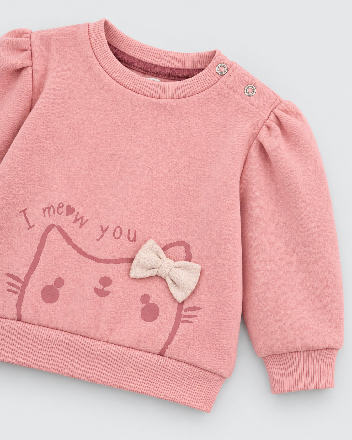 Conjunto bebé niña Ysabel Mora rosa afelpado con gatito y lazo