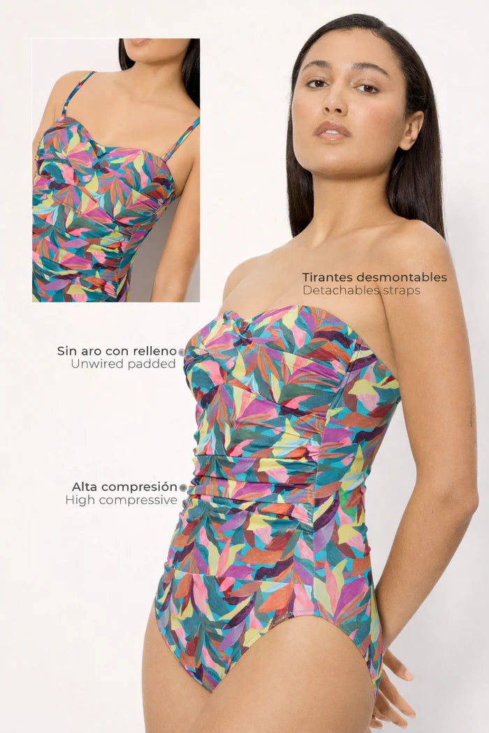 BAÑADOR MUJER REDUCTOR BANDEAU ALTA COMPRESION