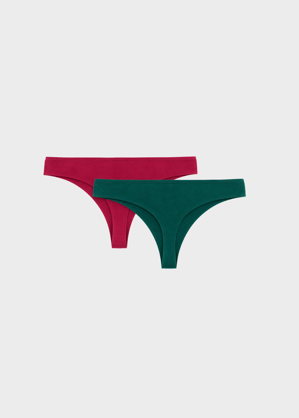Pack 2 tangas básicos de algodón para mujer burgundi y forest green