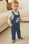 Conjunto de peto bebé marino con camiseta gris y dinosaurio