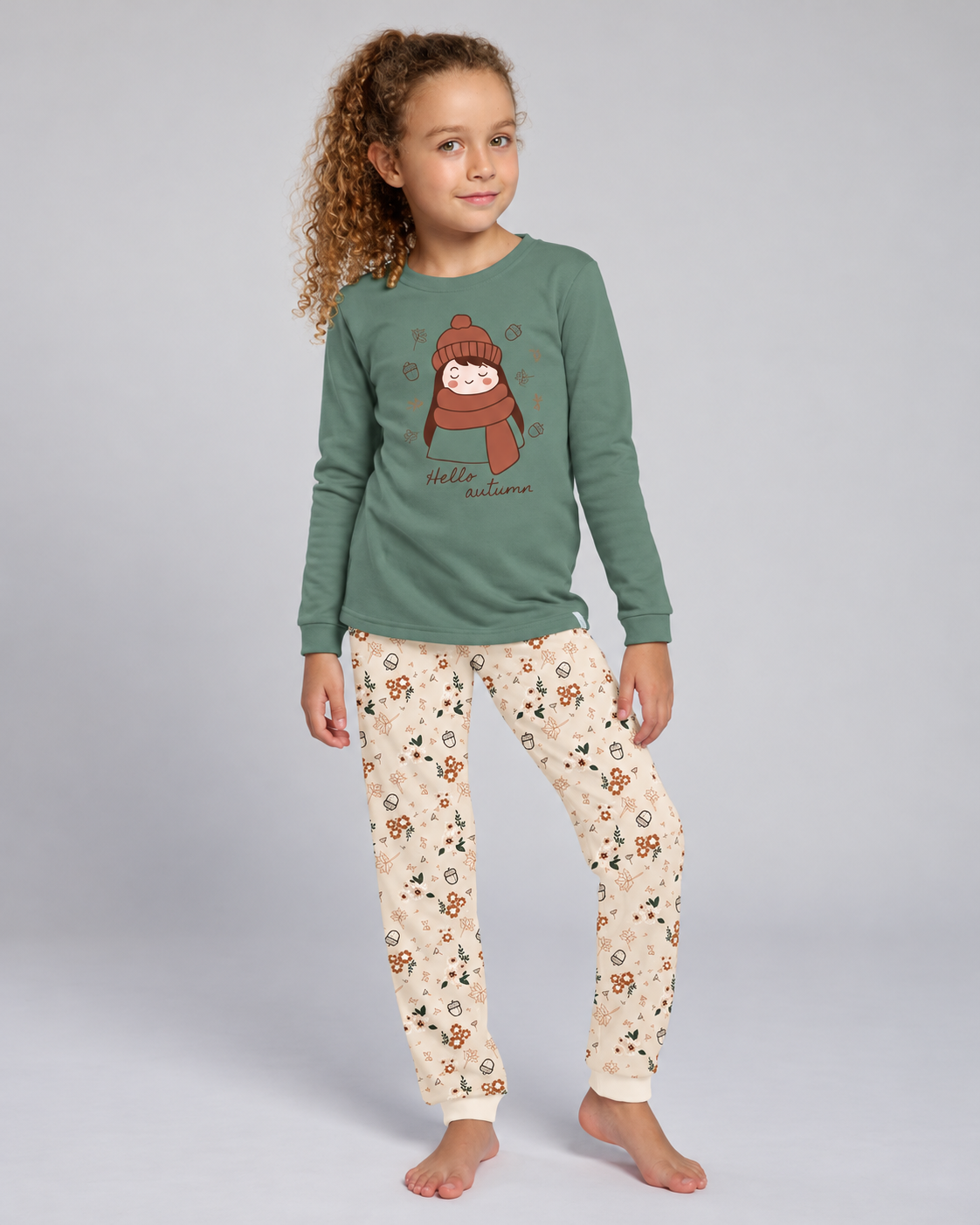 Pijama Niña Verde Hello Autumn