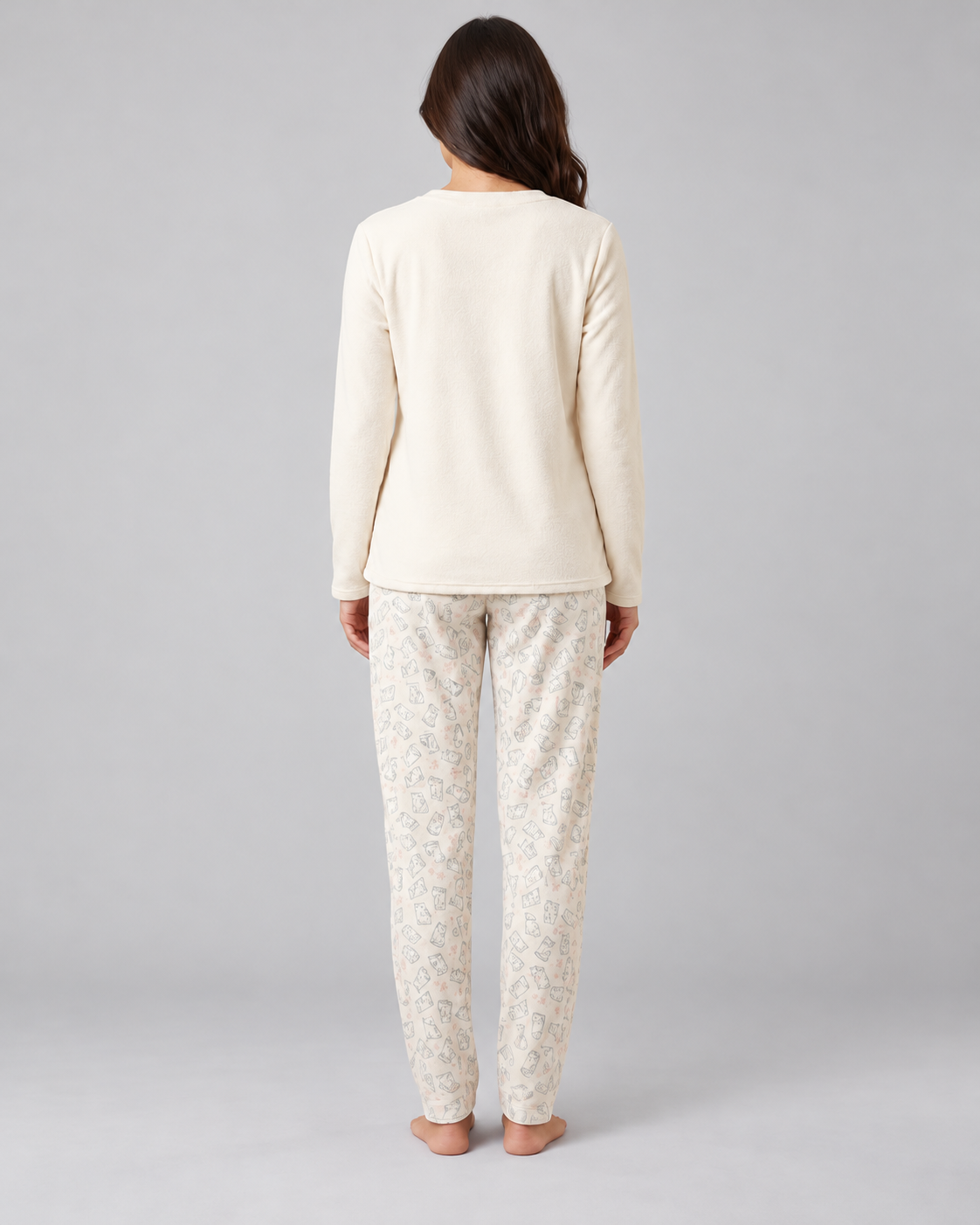 Pijama Mujer Invierno Le Chat 100% Poliéster Crudo