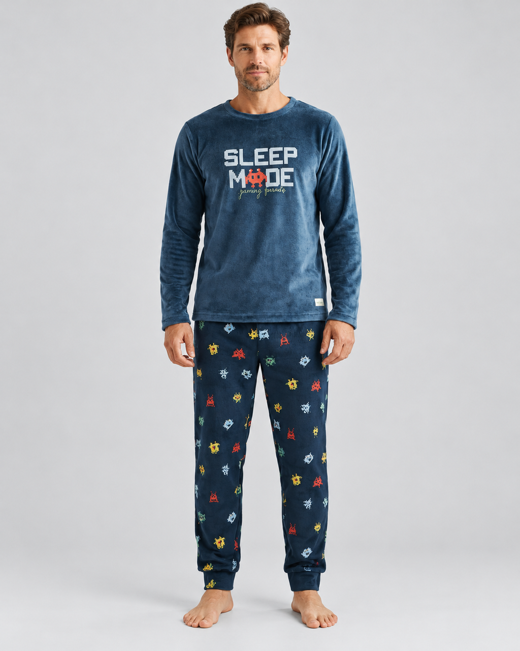 Pijama Hombre Invierno Sleep Mode Gaming Azul