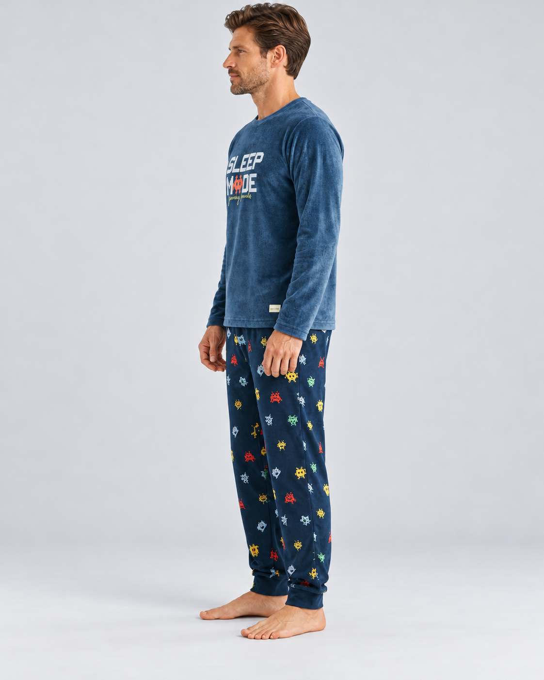 Pijama Hombre Invierno Sleep Mode Gaming Azul