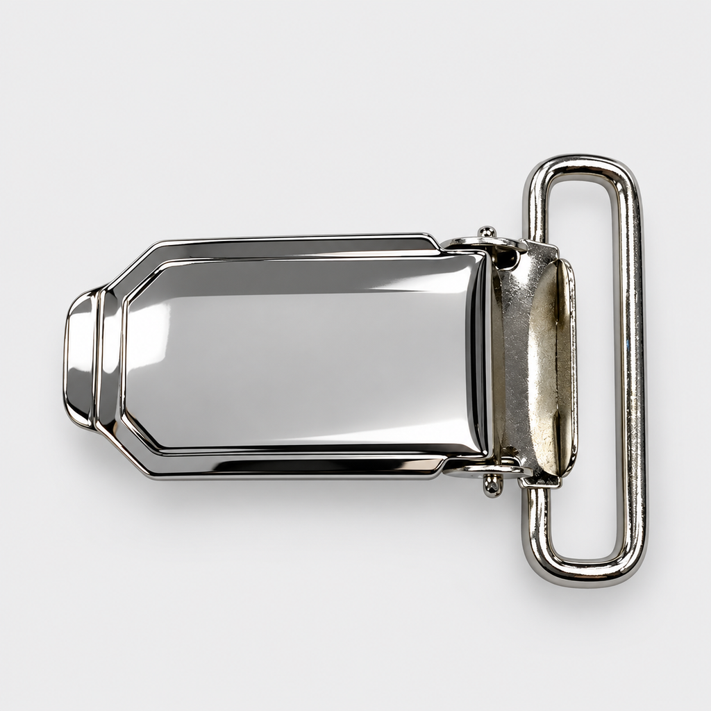 Broche Metálico para Tirantes de Hombre con Pinza – Plata 30 x 35 mm