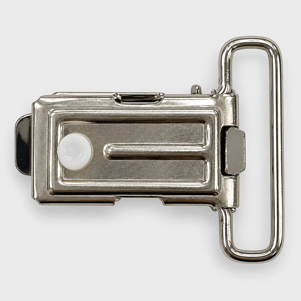 Broche Metálico para Tirantes de Hombre con Pinza – Plata 30 x 35 mm