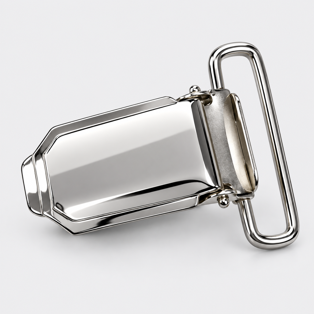 Broche Metálico para Tirantes de Hombre con Pinza – Plata 30 x 35 mm