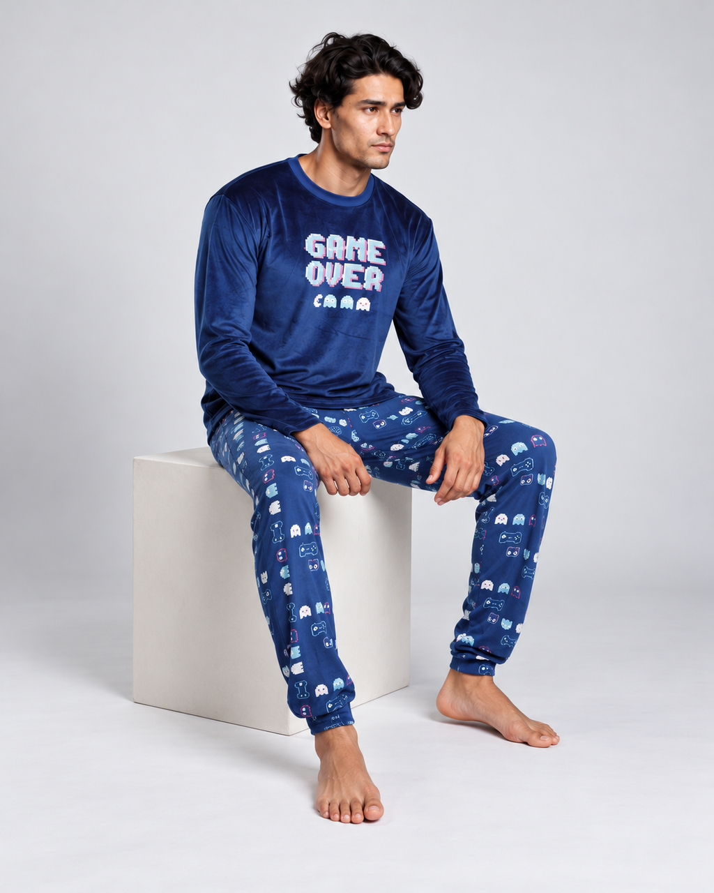 Pijama Hombre Azul Gamer Game Over