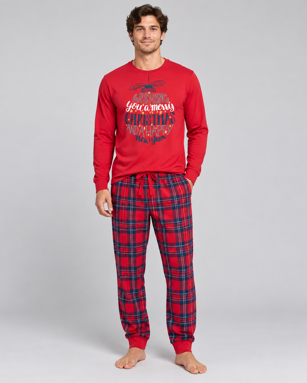 Pijama Hombre Rojo Merry Christmas