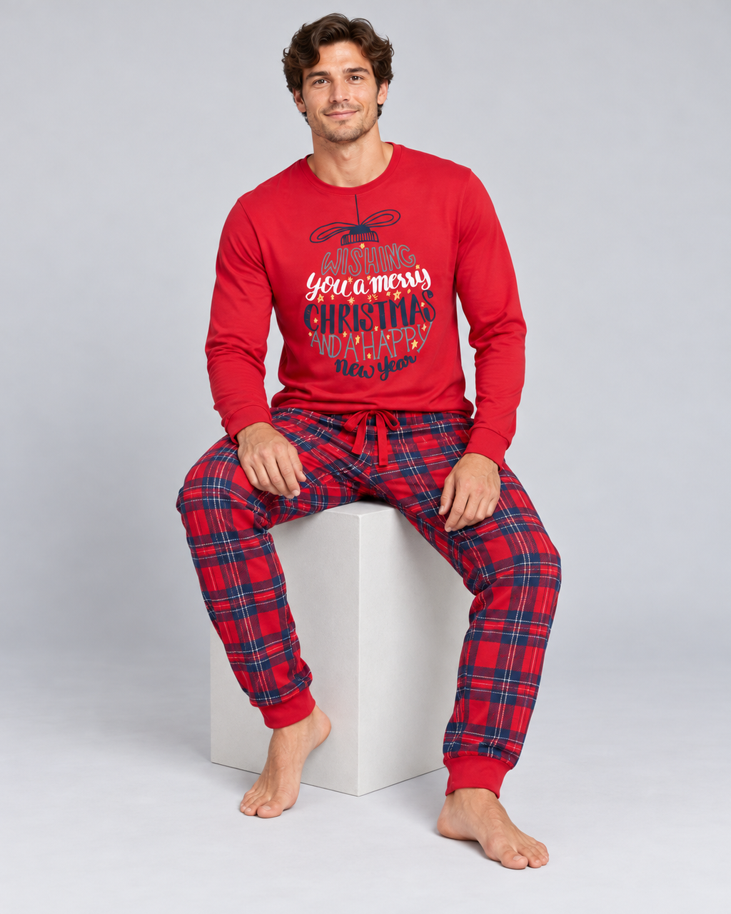 Pijama Hombre Rojo Merry Christmas