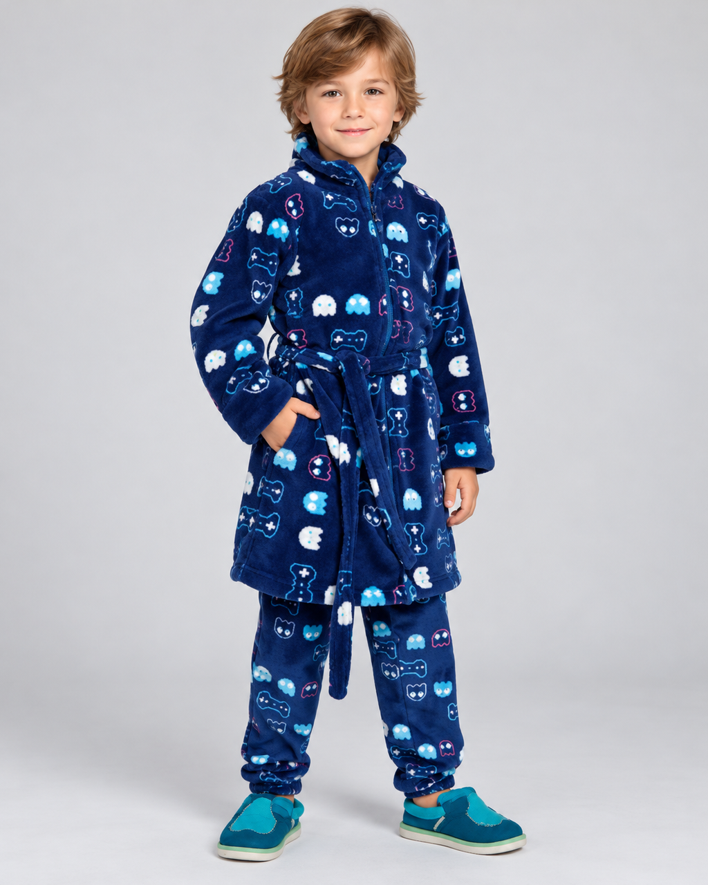 Bata Infantil Coralina Gamer Azul Marino