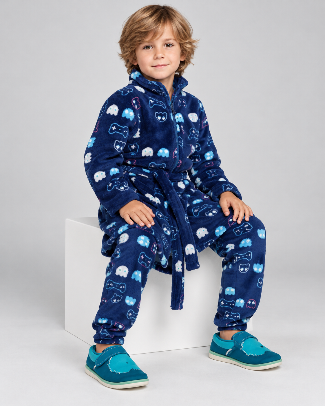 Bata Infantil Coralina Gamer Azul Marino