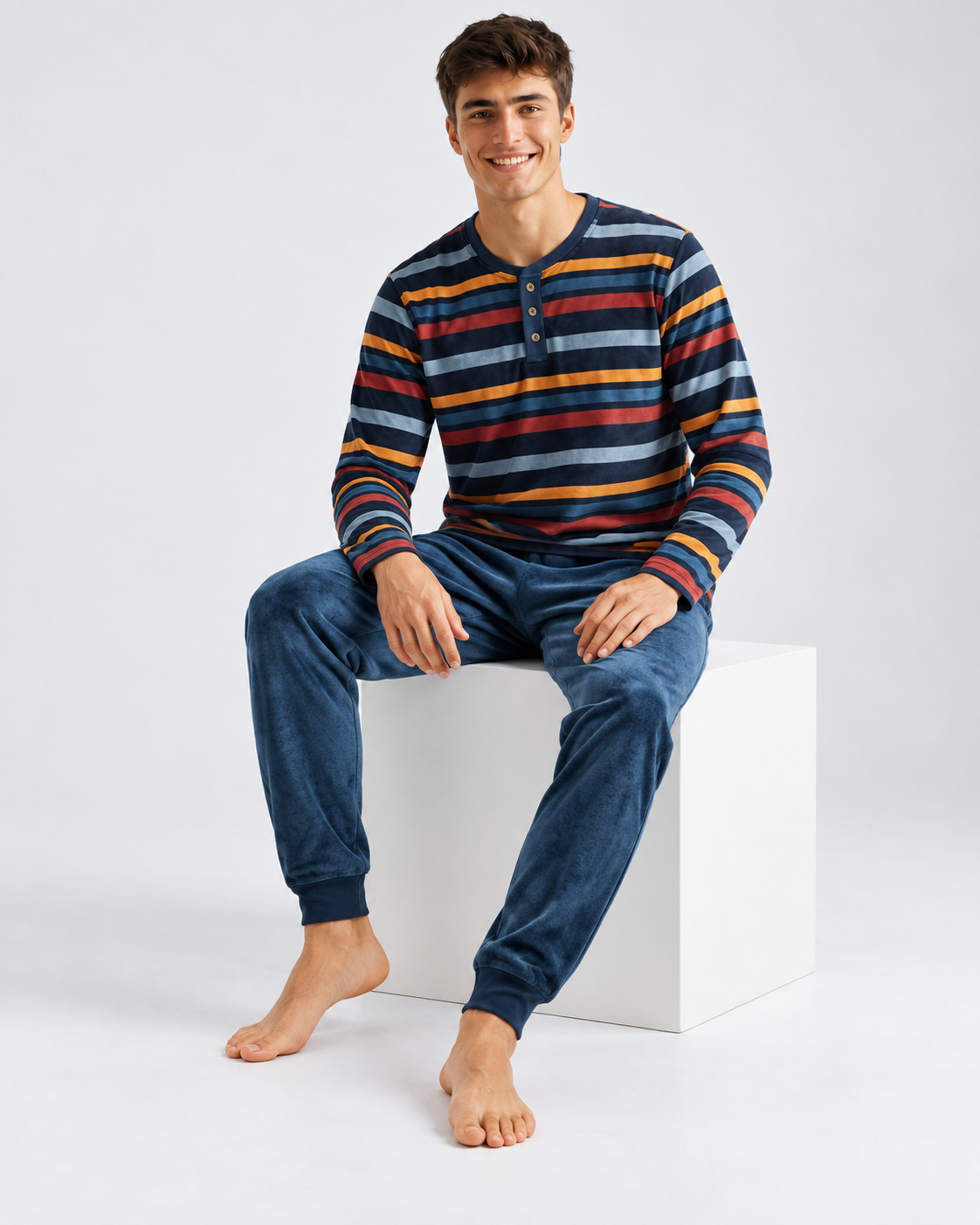 Pijama Hombre basico Rayas Azul