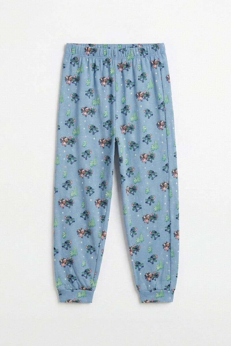 Pijama de niño Disney Winter with Stitch de manga larga azul marino