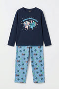 Pijama de niño Disney Winter with Stitch de manga larga azul marino