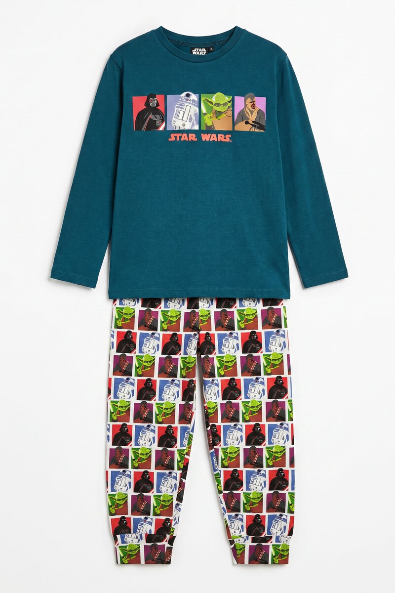 Pijama Niño Star Wars Classic Wars Azul 100% Algodón Manga Larga