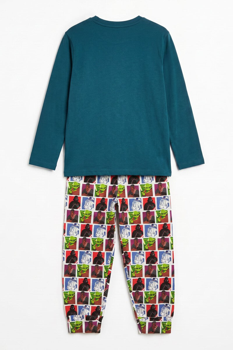 Pijama Niño Star Wars Classic Wars Azul 100% Algodón Manga Larga