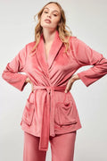 CONJUNTO DE BATA Y PANTALÓN TERCIOPELO MUJER BASIC