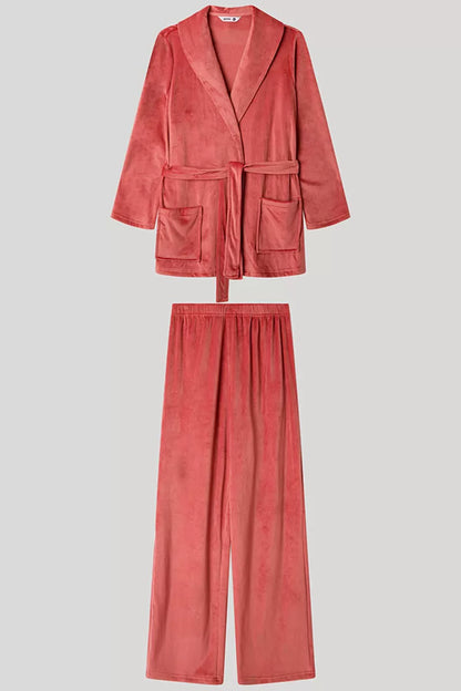 CONJUNTO DE BATA Y PANTALÓN TERCIOPELO MUJER BASIC